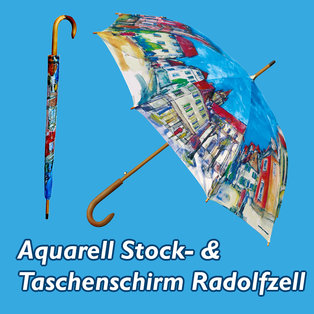 Aquarell-Stock- & Taschenschirm Radolfzell