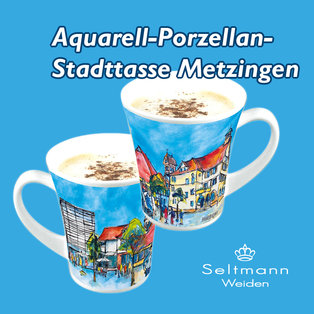 Aquarell-Porzellan-Stadttasse Metzingen