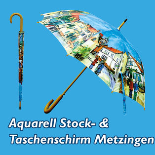 Aquarell-Stock- & Taschenschirm Metzingen