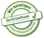 Mit diesem Logo möchten wir zeigen, dass wir Kunde bei Der Grüne Punkt – Duales System Deutschland GmbH sind und unsere Verkaufsverpackungen für Deutschland am dualen System Der Grüne Punkt beteiligen.