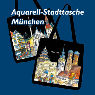 Aquarell-Stadttasche München