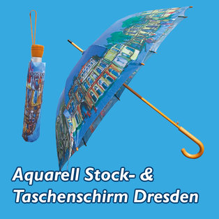 Aquarell-Stock- & Taschenschirm Dresden