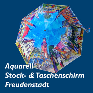Aquarell-Stock- & Taschenschirm Freudenstadt
