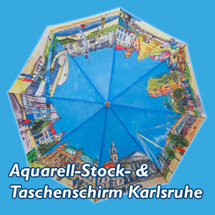 Aquarell Stock- & Taschenschirm Karlsruhe