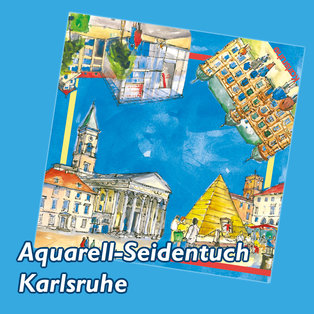 Aquarell Seidentuch Karlsruhe