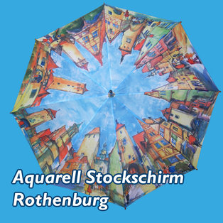Aquarell-Stockschirm Rothenburg
