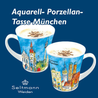Aquarell-Stadttasse München