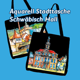 Aquarell-Stadttasche Schwäbisch Hall